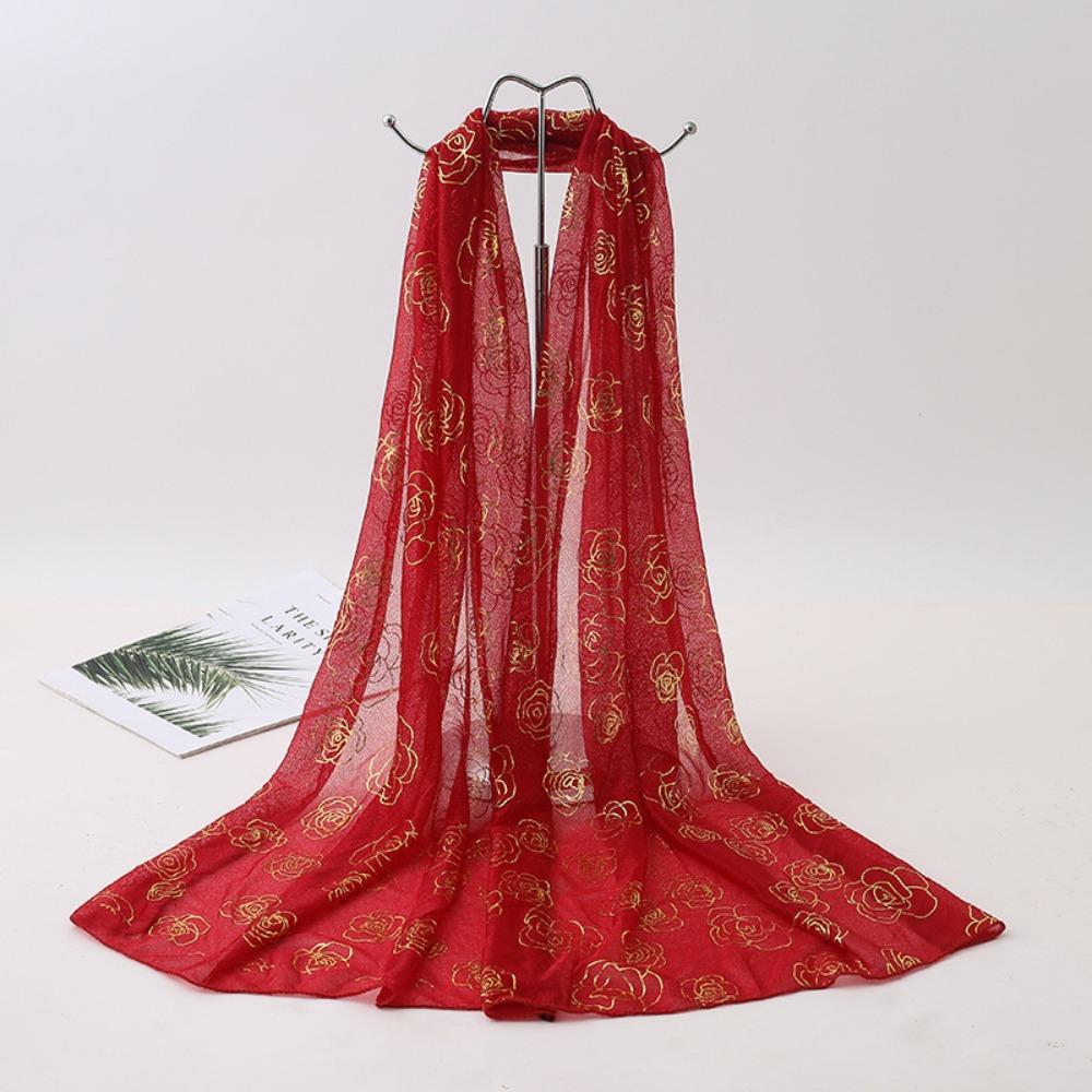 New printed phoenix rose silk scarf women's versatile long beauty yarn scarf beach yarn gift