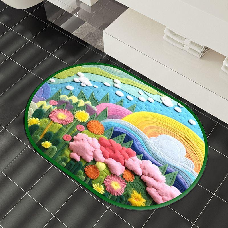 Ins Wind 3D Rainbow Diatom Mud Floor Mat Shower Room Water-Absorbing Quick-Drying Floor Mat Household Non-Slip And Dirt-Resistant Bathroom Floor Mat