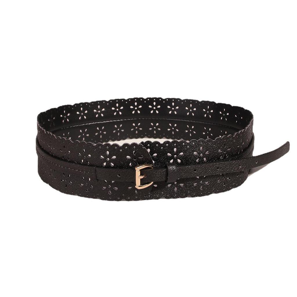 European & American Style Hollow Punch Wide Waist Fashion Belt with Concave Design