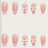 24pcs Pink Almond Fake Nails 3D Bows and Decoration Nails for Mother Women Gift with Detachable Fake Nails
