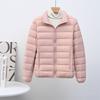 Autumn and winter new down jackets for women's light and thin stand-up collars, short styles, fattened and enlarged size white duck down.