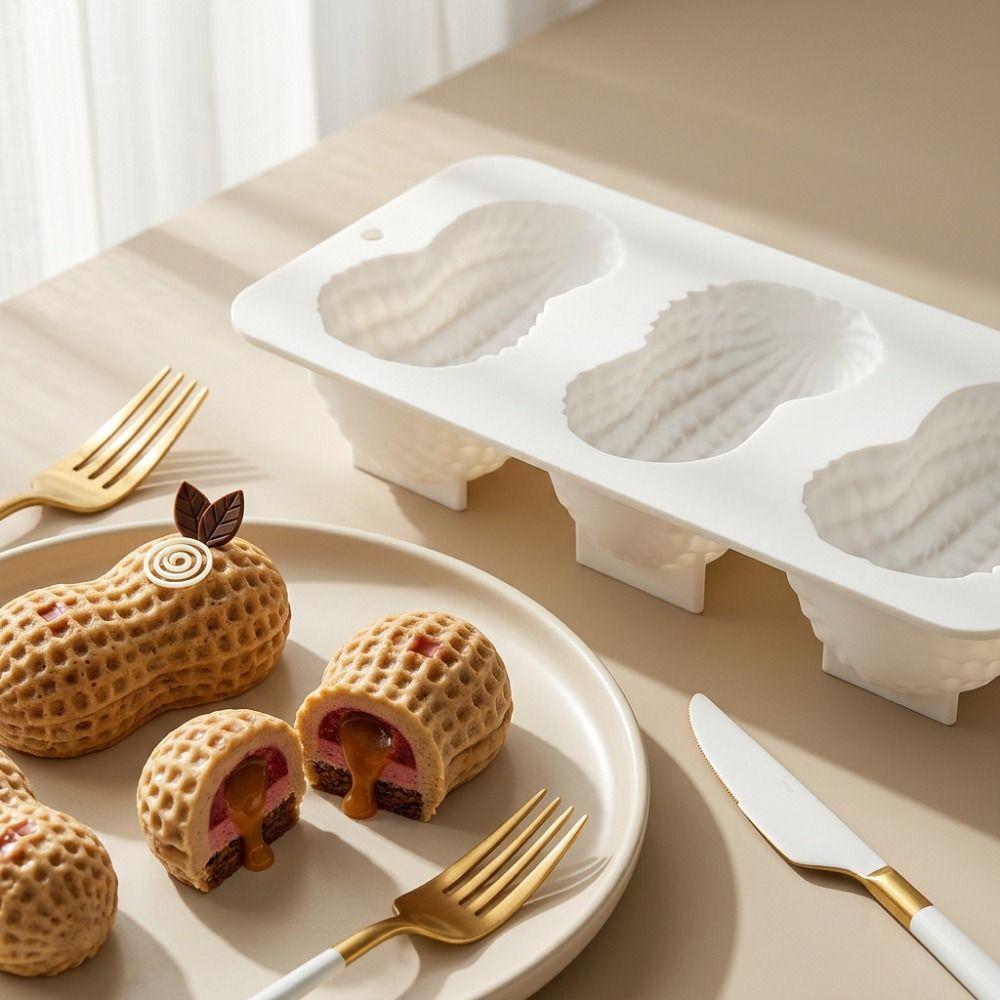 Stampo per Torta Mousse di Arachidi in Silicone per Uso Alimentare 3 Celle Stampo da Forno Nuovo Stampo per Cioccolato Strumenti da Forno