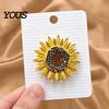 Decorative Sunflower Pin Brooch Pin, Large Design Lapel with Rhinestones Inlaid, Three-Dimensional Strong Buckle Petals Floral Badge, Electroplated