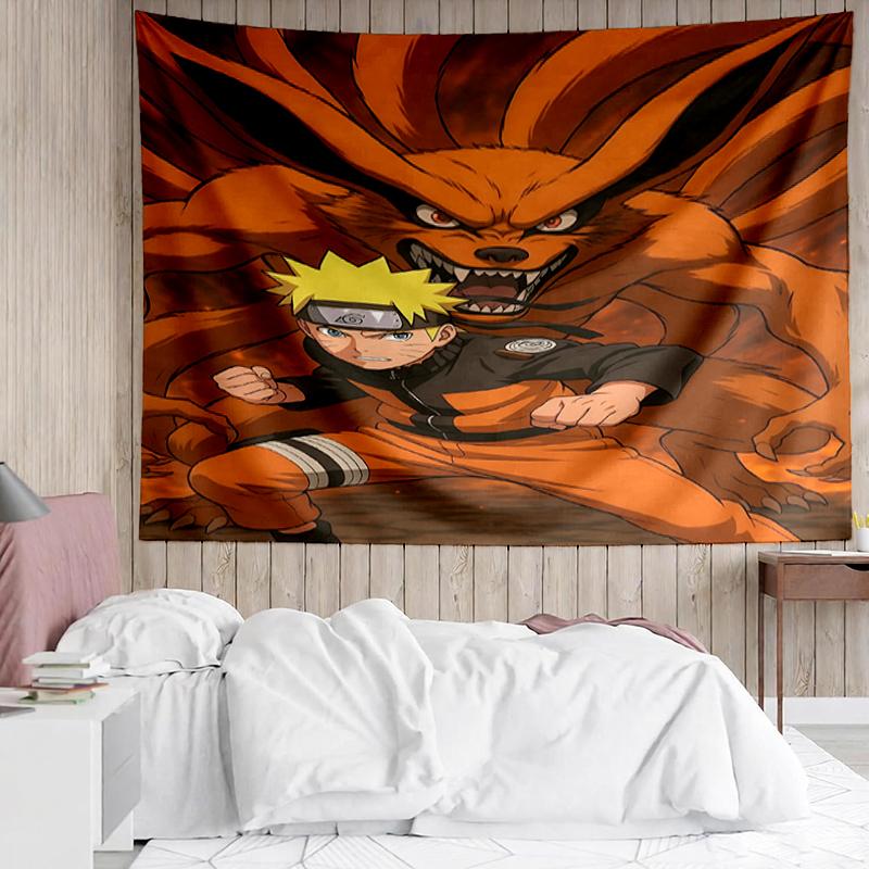 Naruto Print Tapestry, Backdrop, Easy Setup, Ideal for Bedroom, Office & Living Room, with Aesthetic Wall Hanging Decor.