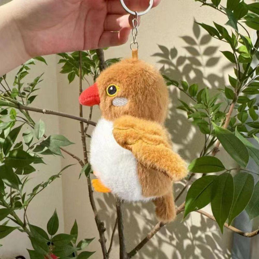 Simulation Bird Plush Keychain Cute Animal Furry Birds Keyrings Parrot Plush Doll  Boys And Girls