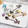 Cute Bear Spoon 304 Stainless Steel Teaspoon Long Handle Coffee Spoons Sugar Dessert Appetizer Seasoning Bistro Flatware Hanging Cup Scooper Drinking