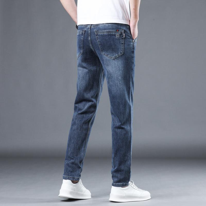 New Spring and Summer Thin Men's Slim Straight Stretch Color Bottom Casual Jeans