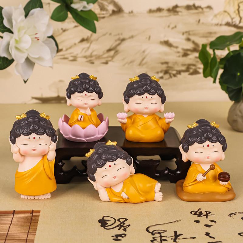 Resin Buddha Blessing Bodhisattva Lotus Figurine Car Ornament Mini Decor Gift