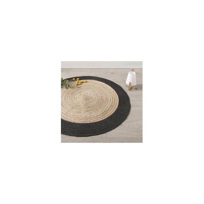 Tapis en jute bord noir noir D120cm - Atmosphera createur d'interieur