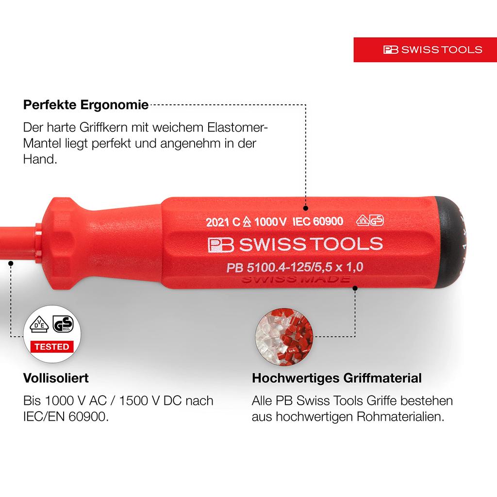 PB Swiss Tools SwissGrip Classic Insulated Screwdriver Set and in Paper 3-Piece (Slotted Phillips) Box, 5550.CBB