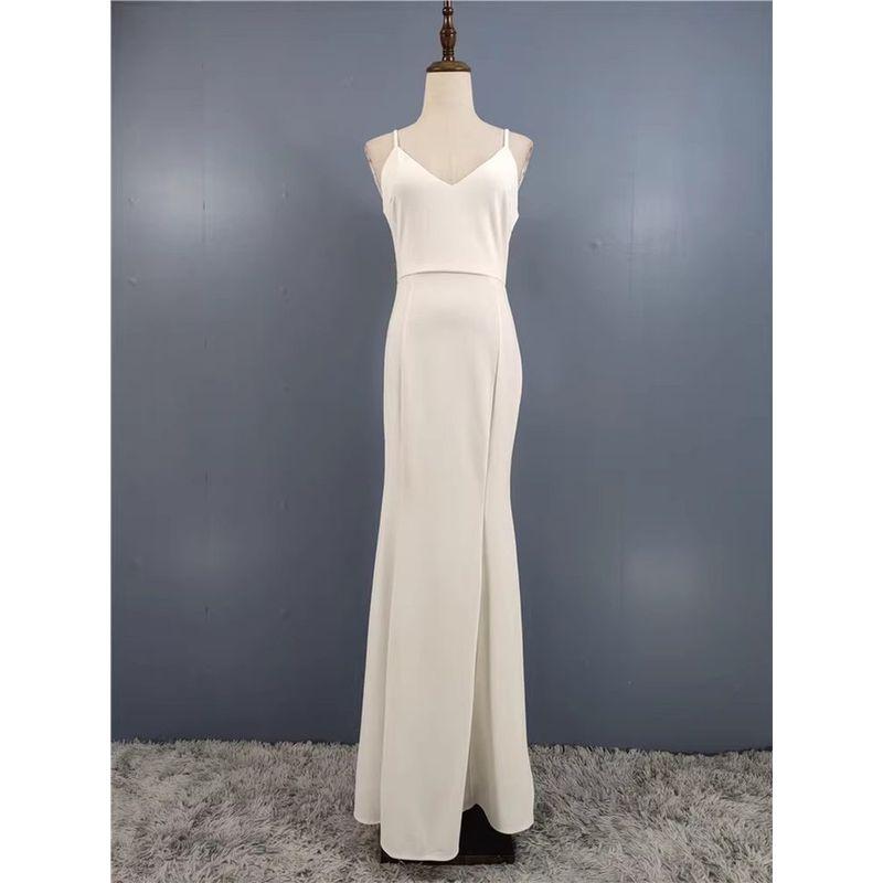 Foreign Trade Order Fashion Personality Beautiful French style Brilliant Slim fit Slimming Sling V-neck Elegant Banquet Party dress