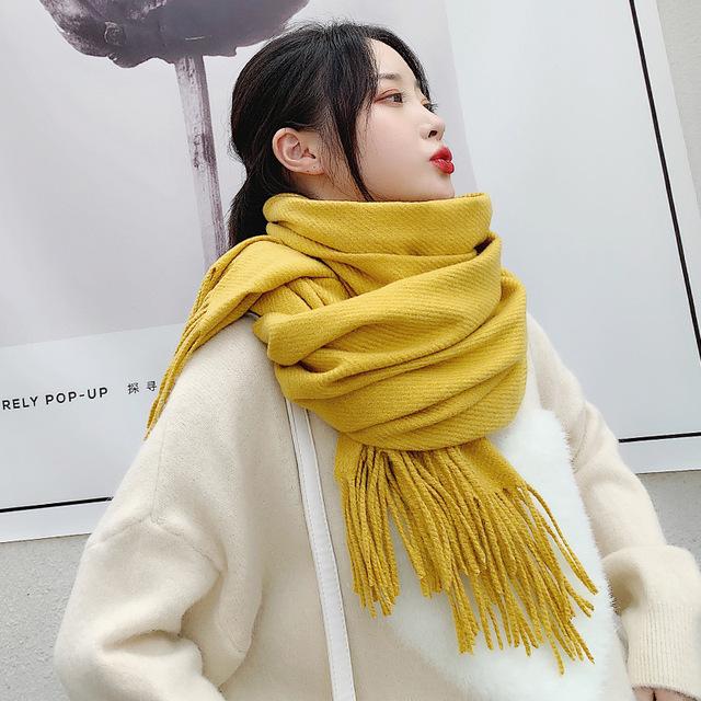 VISROVER New 20 Colors Woman Winter Scarf Fashion Female Shawls Cashmere Handfeeling Winter Wraps Solid Color Winter Hijab Gift