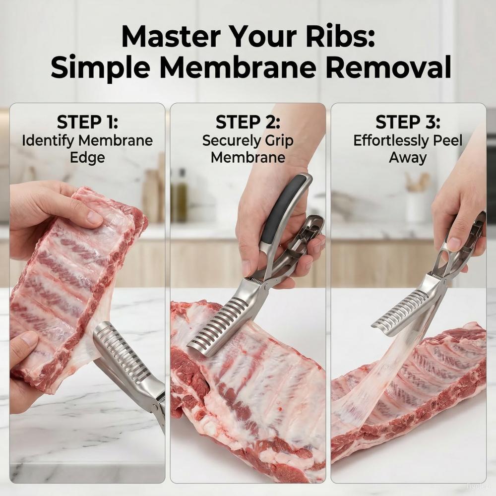 1PCS Rib Prep Pro Rib Membrane Remover Tool Guide Trimming Peeling Ribs Rib Membrane Remover Grilling Tools Accessories