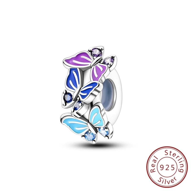 Copper Colorful Butterfly Tassel Charm Pendant Beads Fit Copper Original Bracelet For Women Jewelry Making