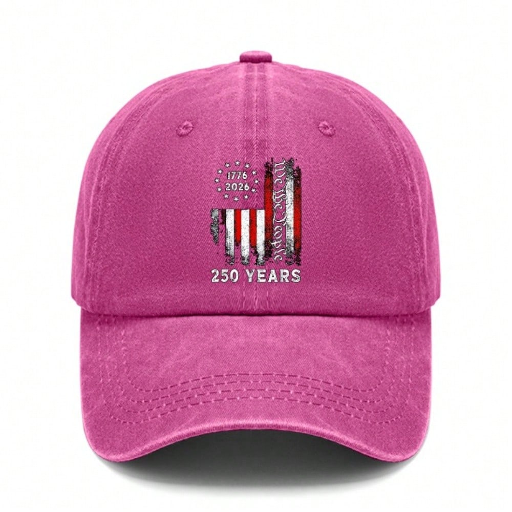 Patriotic Baseball Cap - 250Th Anniversary Commemorative "WE THE PEOPLE" Print Adjustable Vintage Washed Polyester Hat Unisex Outdoor Sports Daily