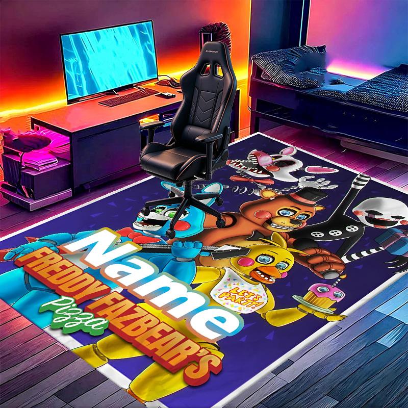 Custom Name Personalized Five Nights At Freddy's Print Carpet, Versatile Home Decor Rug, for Playroom, Apartment, Balcony, Entryway, Hallway Gift