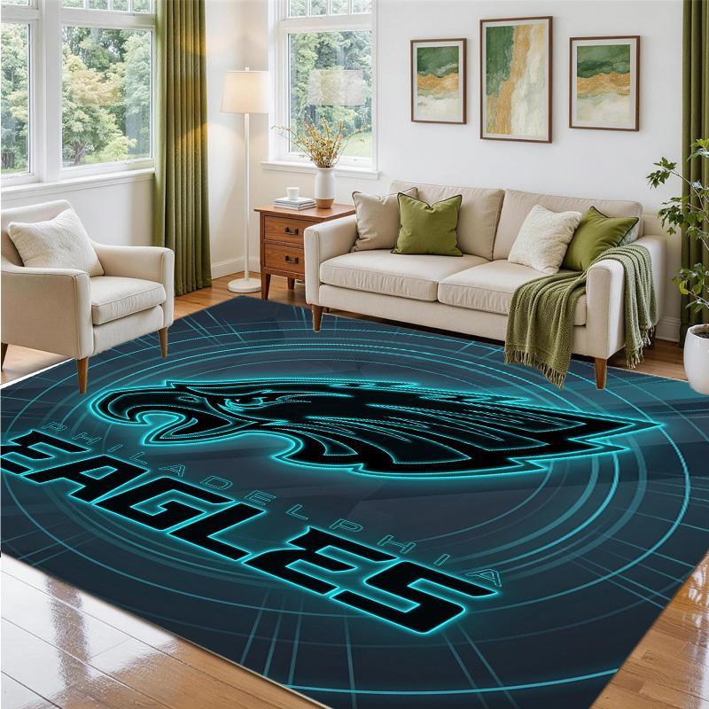 Philadelphia Eagles Design Crystal Velvet Rug Soft Decorative Mat for Bedroom Entrance
