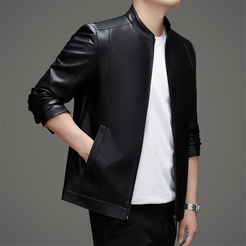 Men's Stand Collar Faux Leather Jacket