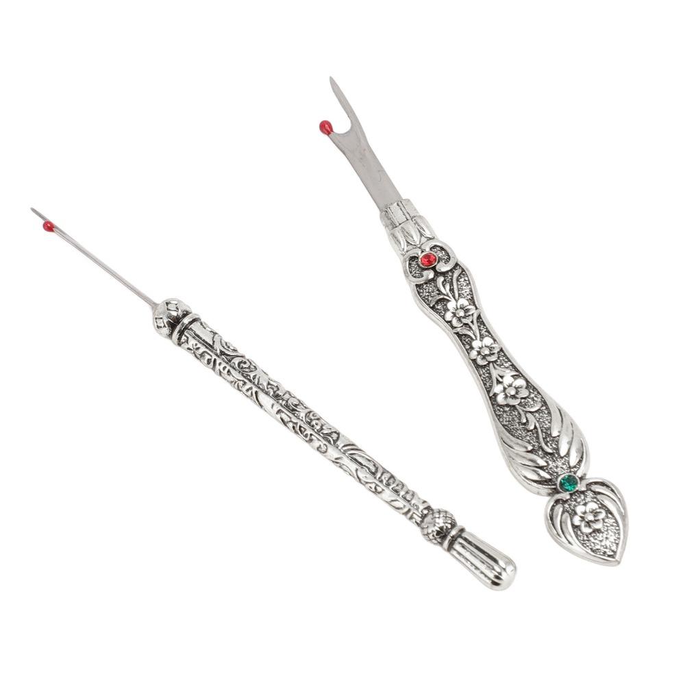 2Pcs Metal Handle Stitch Remover Tool Sharp Blade Tip Thread Cutter Tool For Sewing