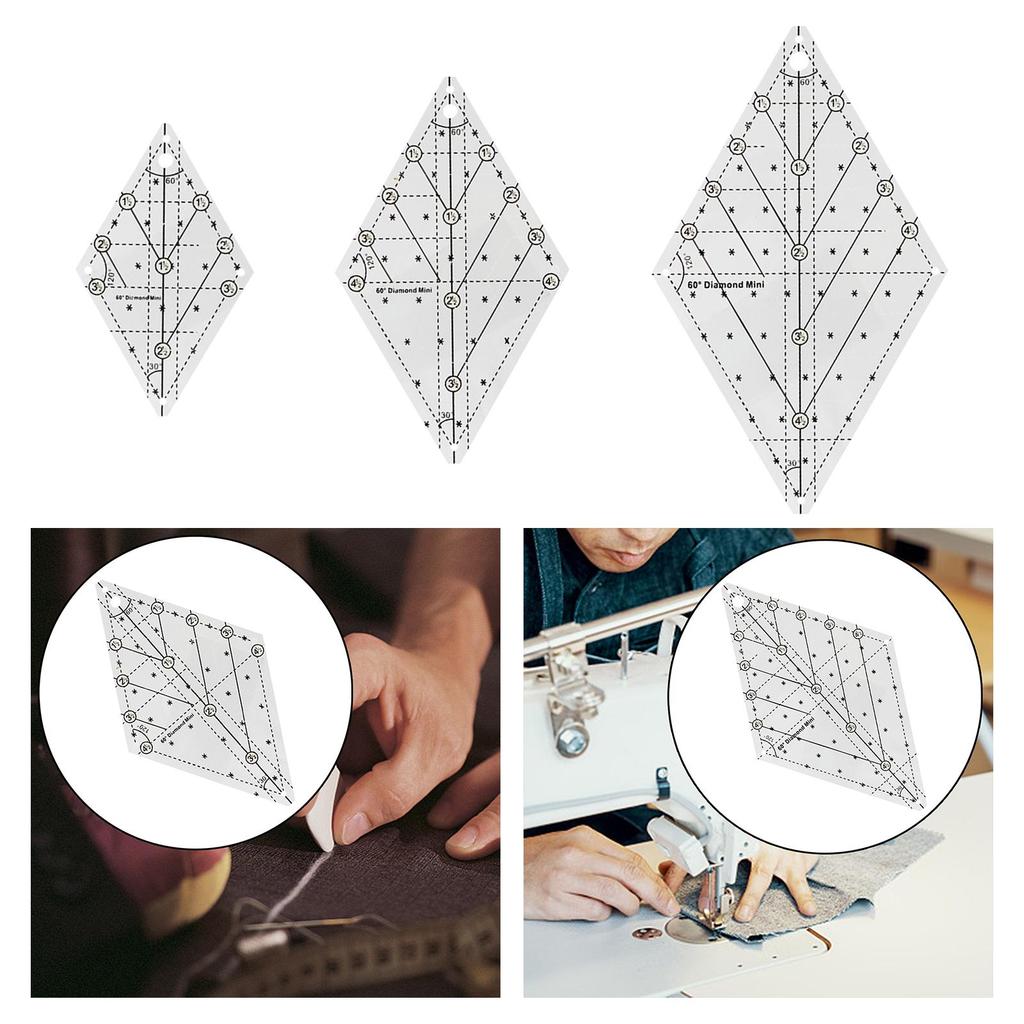 60 Degree Diamond Quilting Template Quilting Ruler Transparent for Quilter