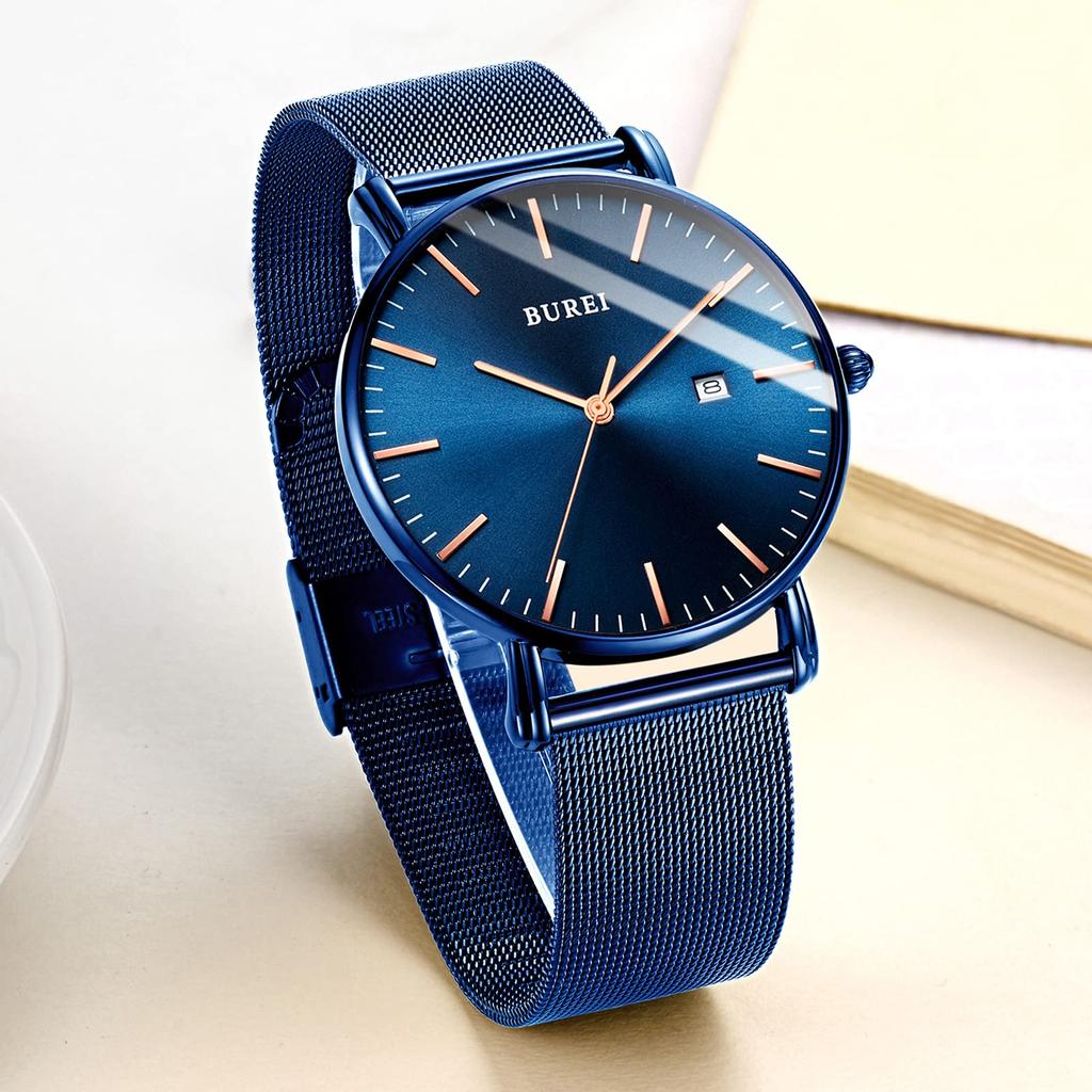 Analog Quartz Made in Milanese Mesh Date BUREI Minimalist Wrist Watch [BUREI] Men's Watch, Japan, Slim, Simple, Waterproof, Business, Strap, Stylish,