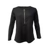 Women Solid Color Waffle Long Sleeve Zipper Casual T Shirt Top