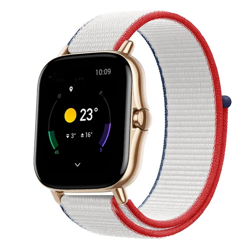 20mm/22mm Nylon Loop watch band For Amazfit GTS/4/2e/3/GTS2 Mini/GTR 4/3 pro/47mm/GTR2/2e/stratos Bracelet Amazfit bip-u strap