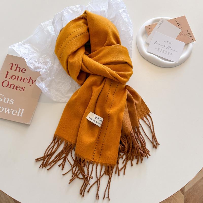 Winter atmosphere coat wear gentle taro purple soft waxy high-end scarf shawl women's double-sided two-color