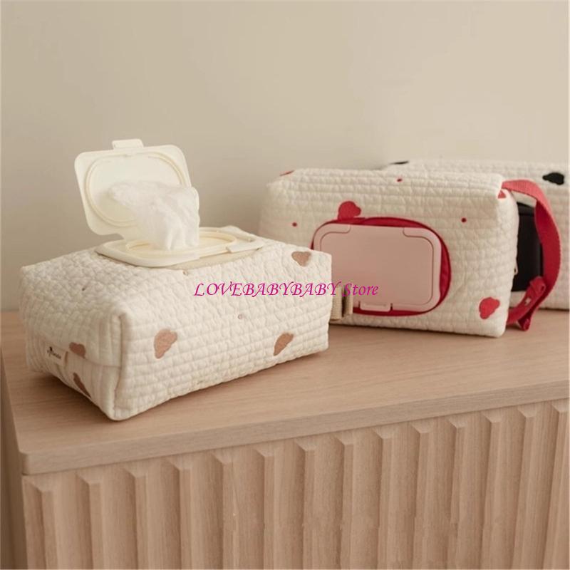Baby Wipes Pouches with Lovely Bear Embroidery Practical Storage for Parents 4XBC
