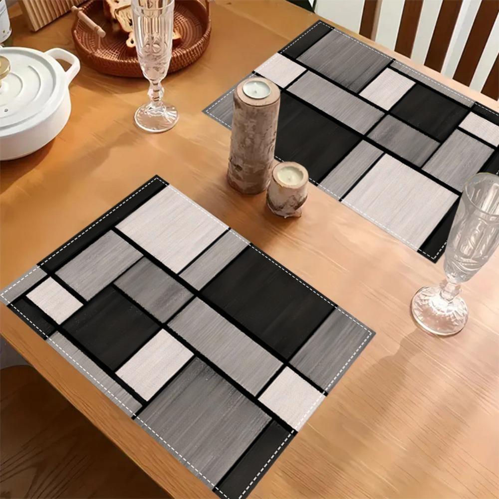 6 Piece Plaid Pattern Geometric Aesthetic Placemat Waterproof Dinning Table Mat Festive