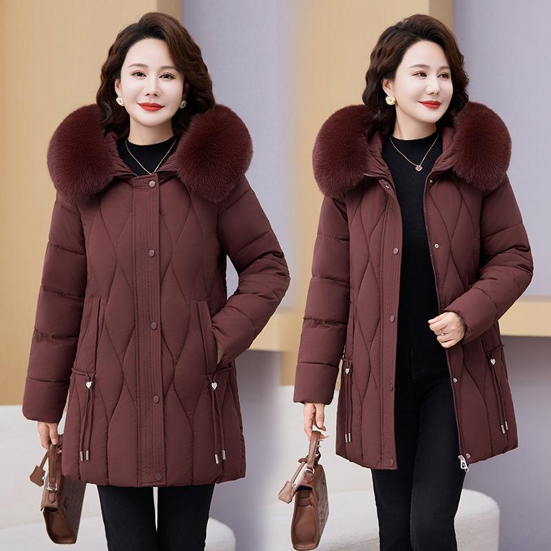 New Middle-aged and Elderly Women's Cotton-padded Jackets, Medium-length, Elderly, Plus-size, Mother's Jackets, Winter Coats, Cotton-padded Jackets