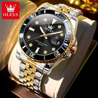 Mode Quarzuhr Geschenk Edelstahl Armband Runden-zifferblatt Armbanduhr Kalender Leuchtende Uhren