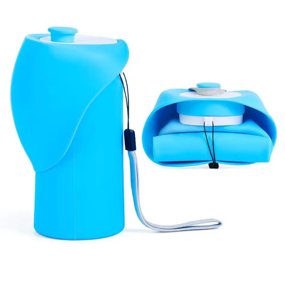 

Foldable Portable Dog Water Bottle 550ml Food Grade Silicone Pet Water Dispenser For Outdoor Travel Walking Hiking Pet Travel синій