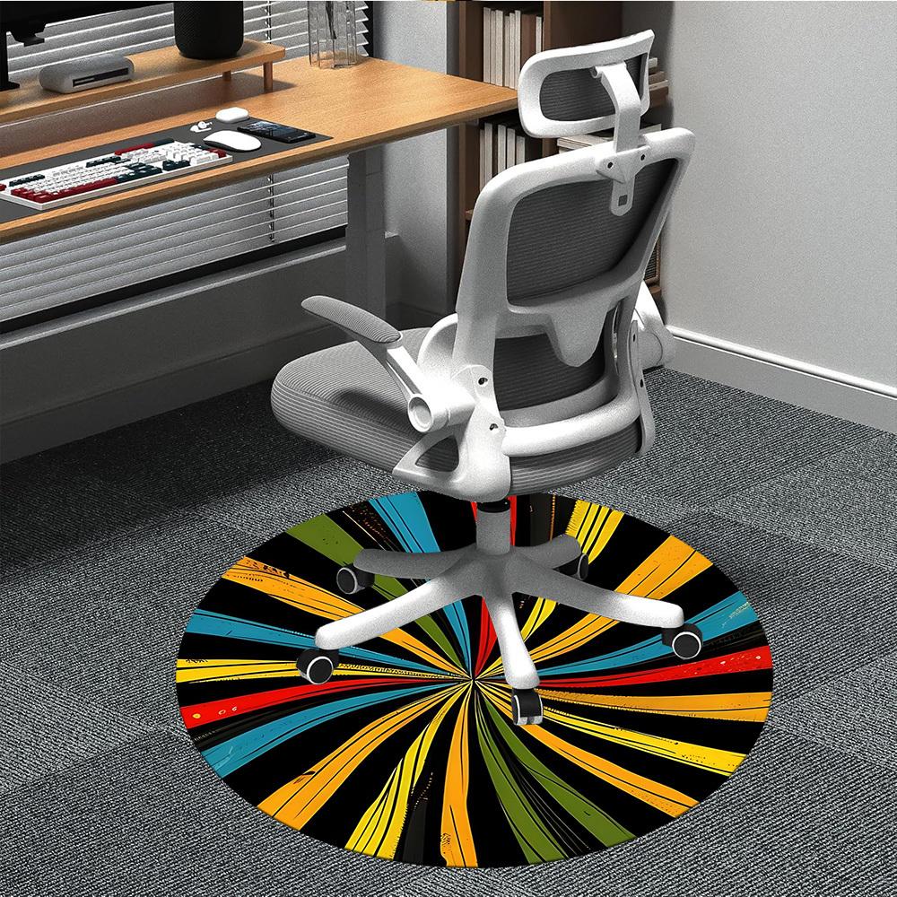 1PC Color Wheel Office Round Area Rug, Mat Suitable For Office, Under Office Chairs Bedroom Living Room Home Decor, Room Deco