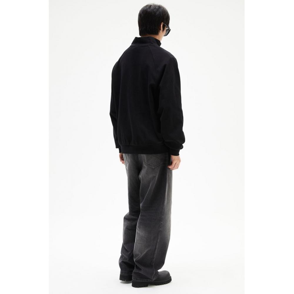 H M Loose Fit Half Zip sweatsHirt Black