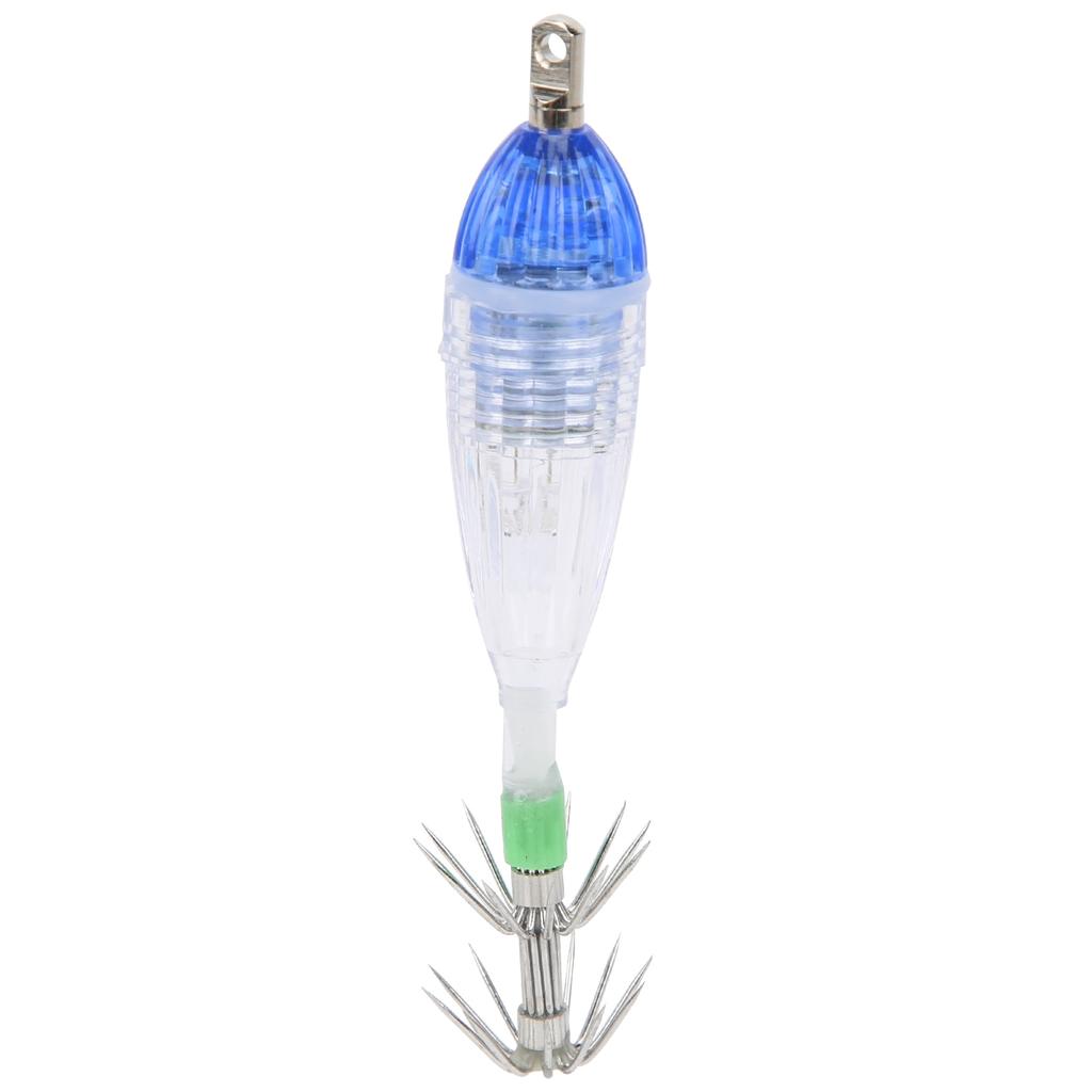 Fishing LED Lure Light Squid Shape Blue Light Color Bait Underwater Lure Lamp with Hook