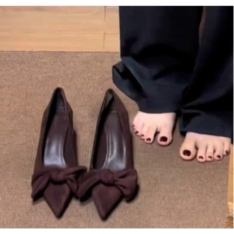 New Women's Trendy Shoes Bow Tie Slim High Heels Sexy Black Elegant Shoes Fairy Style Comfort Ladies Pumps Zapatos Mujer