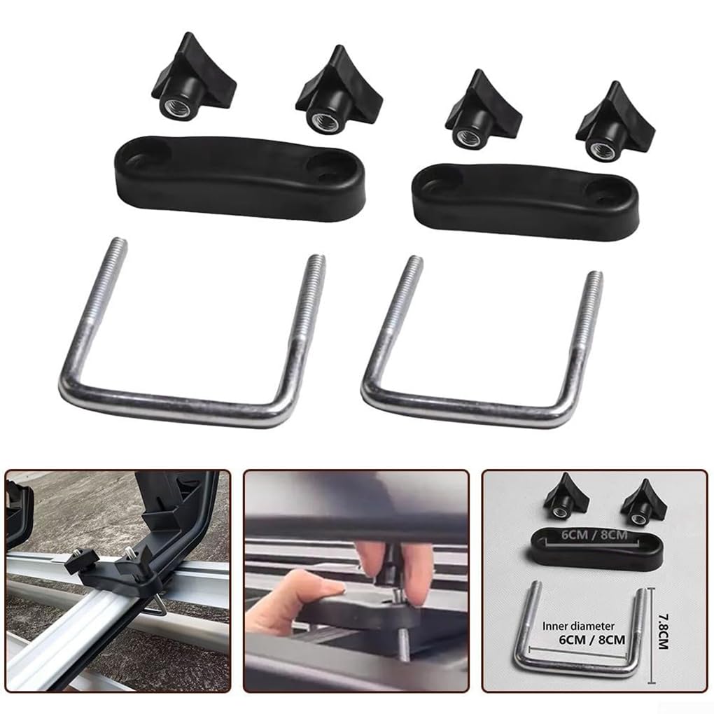 EDHUUJSI 4pcs/set Roof Rack Tool Clip Luggage Roof Rack Clamp Easy Convenient Multi-Purpose Roof Box U Bolt Variety, 8cm 4pcs