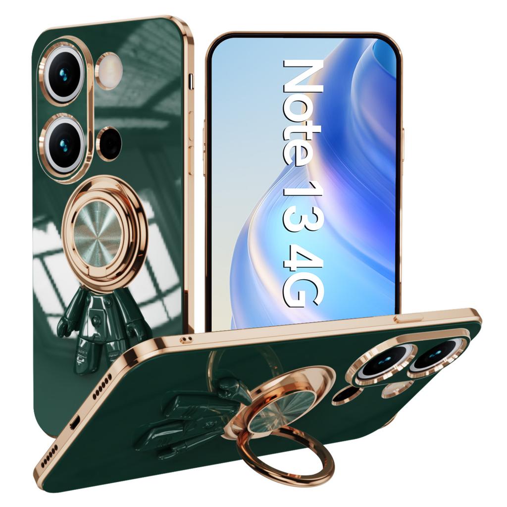 For Xiaomi Redmi Note 13 4G Case with Astronaut Ring Kickstand 6D Electroplating TPU Phone Cover