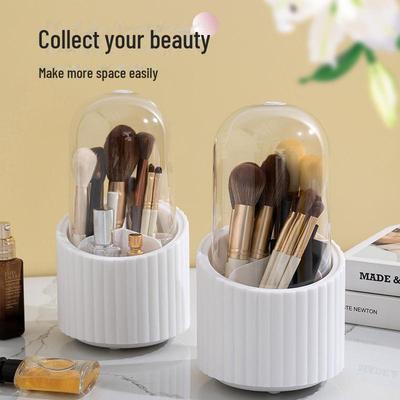 Transparenter, drehbarer Make-up-Organizer: Lippenstift, Lidschatten, Pinselhalter