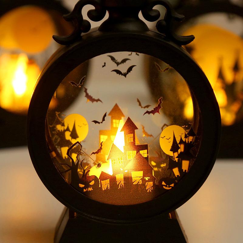LED Pumpkin Lantern Light Retro Round Portable Horse Lantern Electronic Candle Light Party  Christmas Decoration Birthday gift