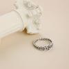 S925 Sterling Silver Retro Copper Coin Open Ring - Japanese Korean Style, Five Blessings, Oxidized Finish