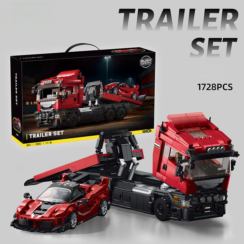High-Quality Luxury High-Quality Supercar High-Quality & Tractor-Trailer 2-In-1 High-Quality Building High-Quality Set, 8-Scale High-Quality
