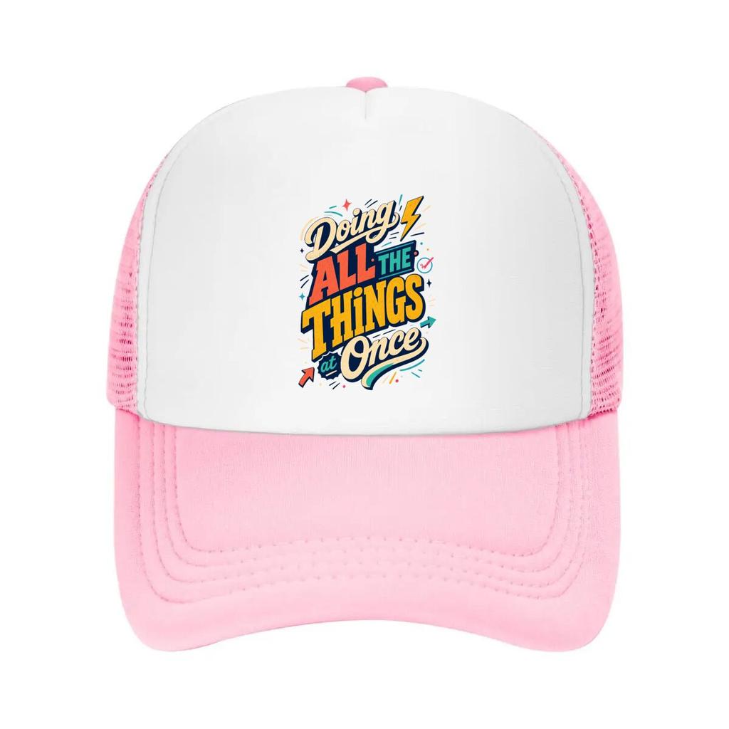 Playful Multitasking Chaos Quote Des Mesh Baseball Cap Casual Hat Outdoor For Womens Unisex FeUnisex