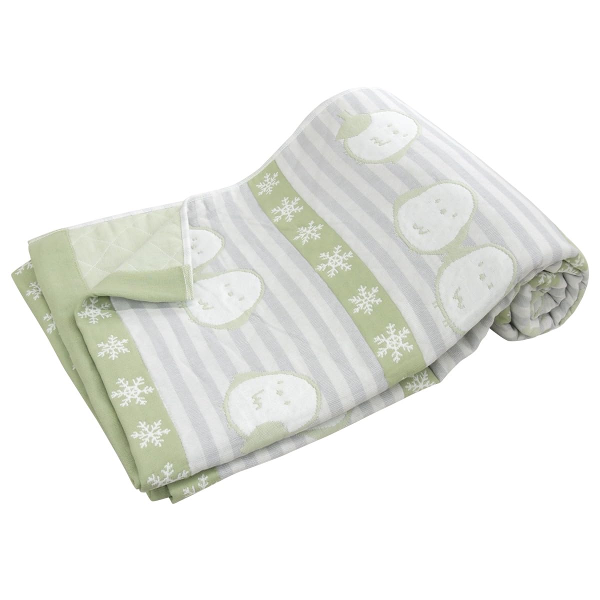 

Riveer Gauze Shimaenaga Cotton Summer Lightweight Throw Blanket, Single, Triple-Layered Gauze, Print, Blend, Blanket, (Green) зелёный