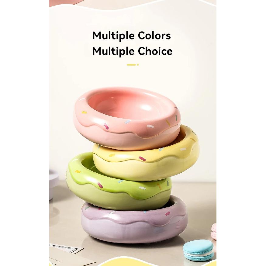 2 in 1 Cat Ceramic Bowl Double Layer Small Dogs Food Water Feeders Pet Non-slip Drink Eat Supplies Doughnut Shape Microwave Safe