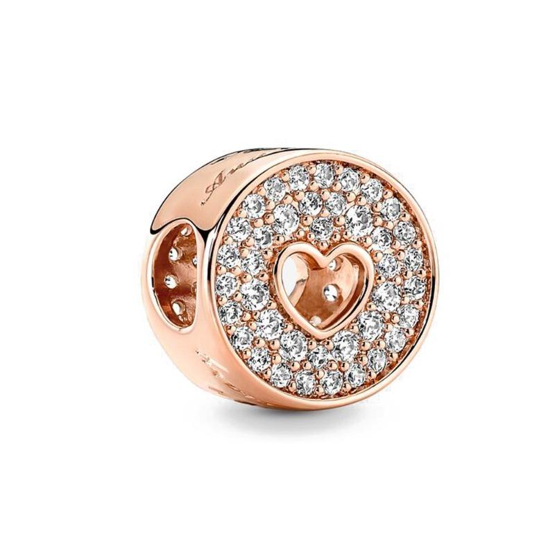 Copper Rose Gold Hollow Flower Leaf Love Dice Gift Box Diy Charm Beads Fit For Bracelets Necklaces Women'S Boutique Jewelry