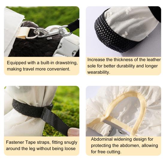 Pet Anti Dust Pants Waterproof Anti-Slip Dog Paw Protector Shoes Rain Boots with Adjustable Suspender Dirty-Proof Belly for Outdoor Hiking Walking