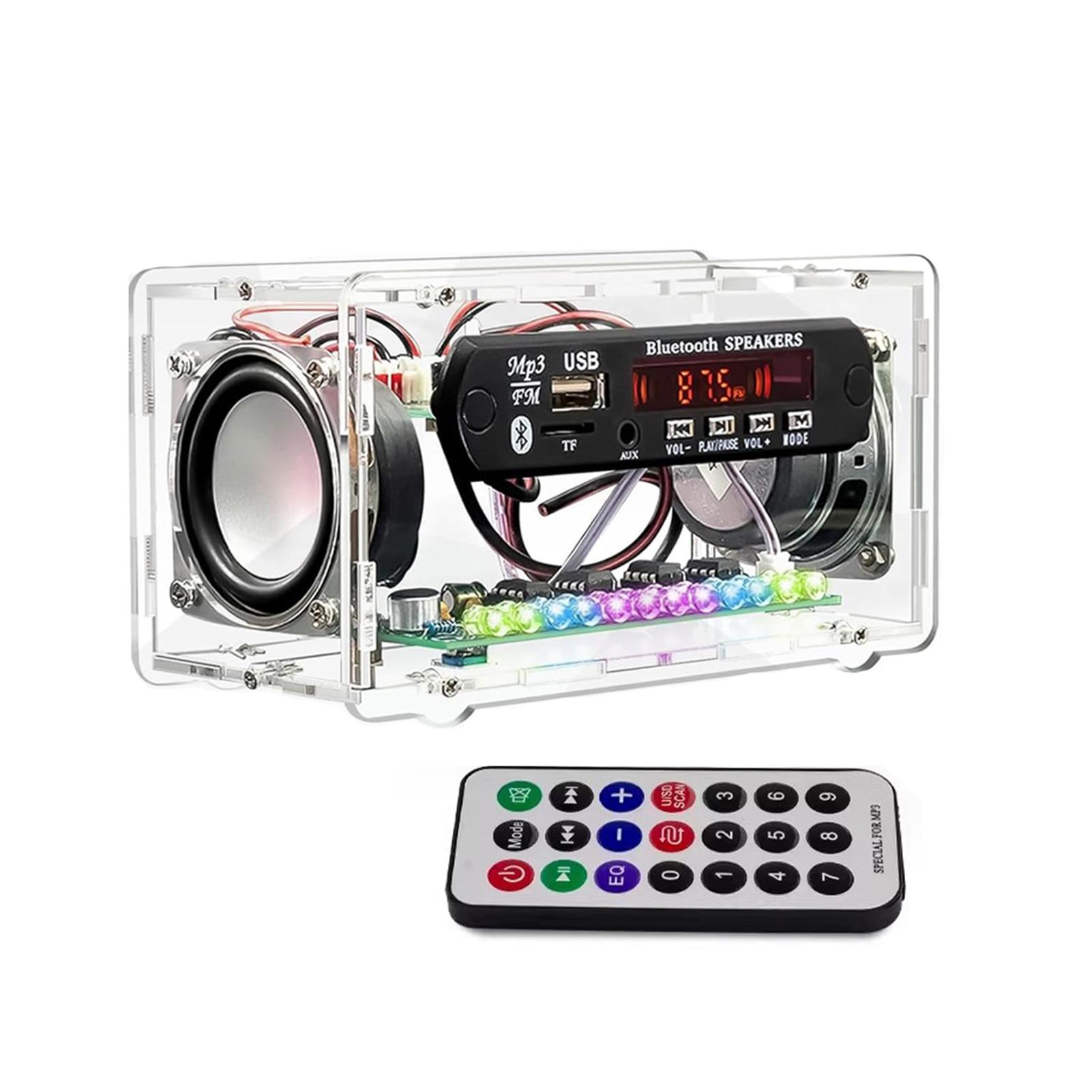 

DIY Bluetooth-Compatible Speaker Kit LED FM Radio USB Mini Home Sound Amplifier with Digital Display Soldering Project Practice прозорий