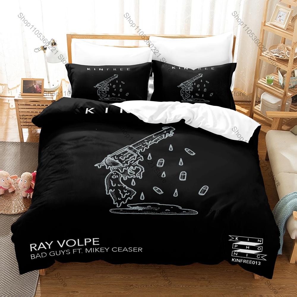 RAY VOLPE Themed Duvet Cover + 2 Pillowcases Electronic Music Design Cozy Bedding for Home & Dorm